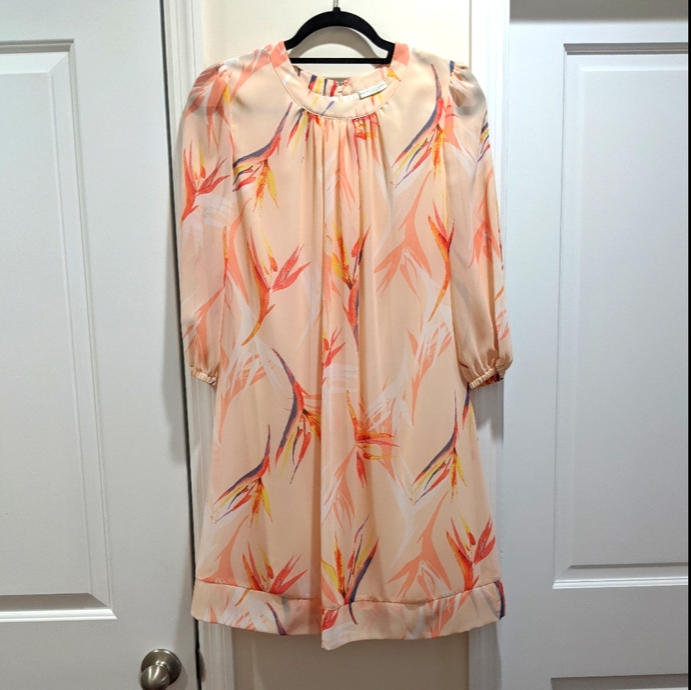 Eva Mendes Floral 3/4 Sleeve Shift Dress NWOT